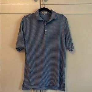 Peter Millar Blue and White Striped Polo